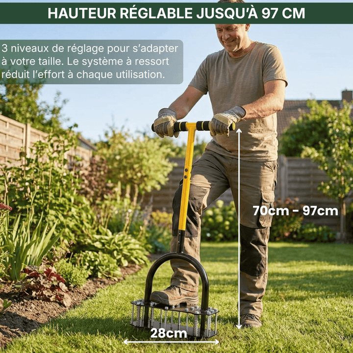 Aérateur de pelouse 2-en-1