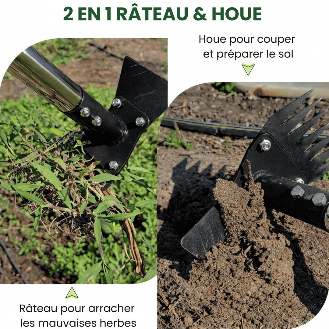 Râteau de jardinage 2-en-1